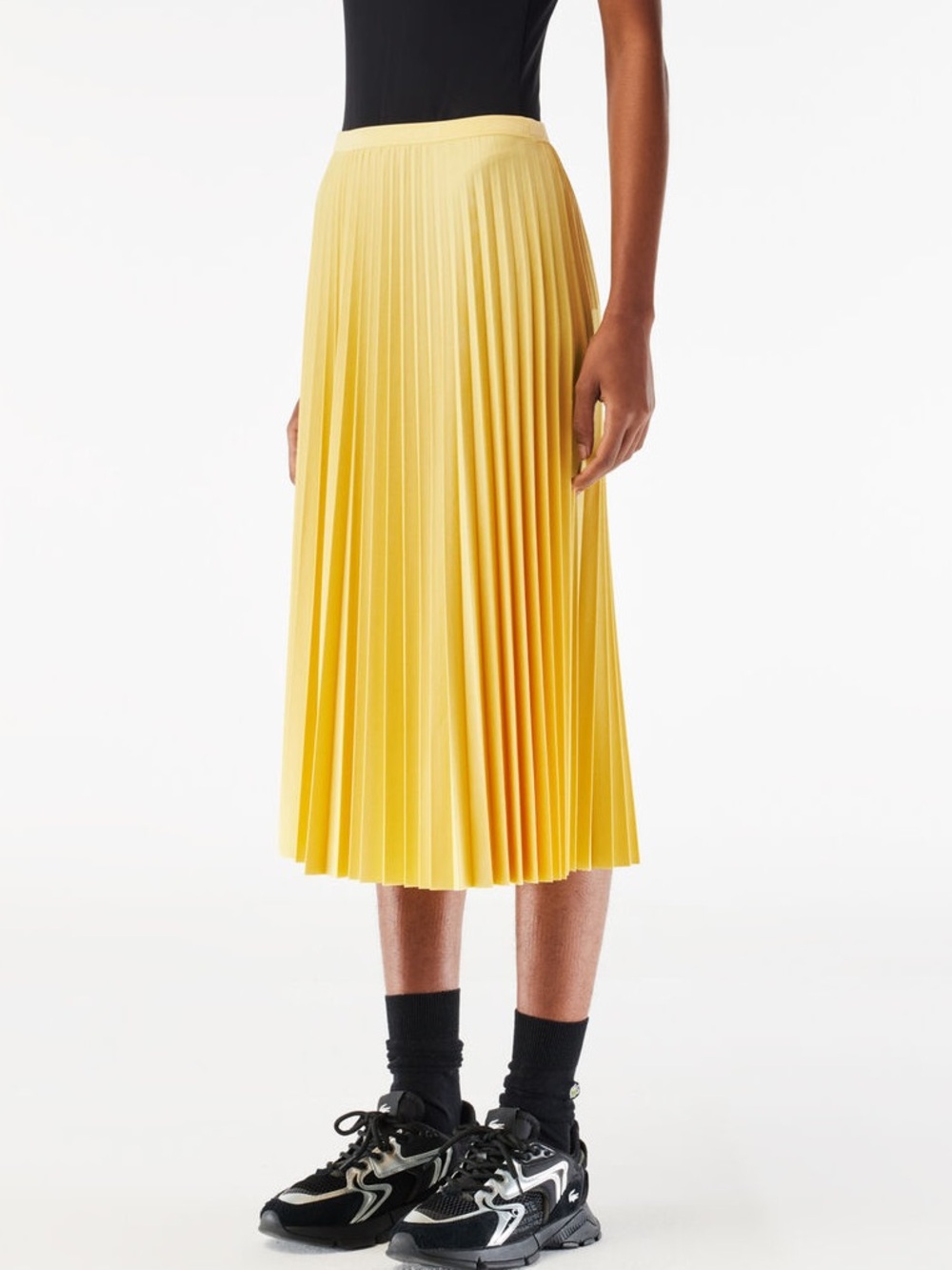 Nwt lacoste Pleated Long Midi Skirt Size S Marigold Yellow High Rise Womens